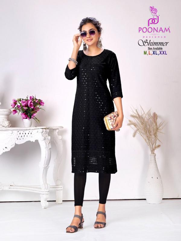 Poonam Shimmer Fancy Wear Sequence Rayon Kurti Collection